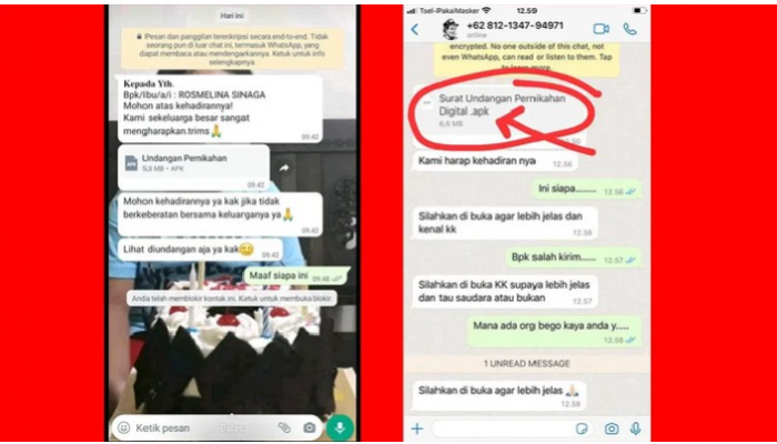 Foto modus undangan pernikahan palsu pembobol rekening yang beredar di jejaring sosial Whatsapp. (terasjakarta.id/ist)