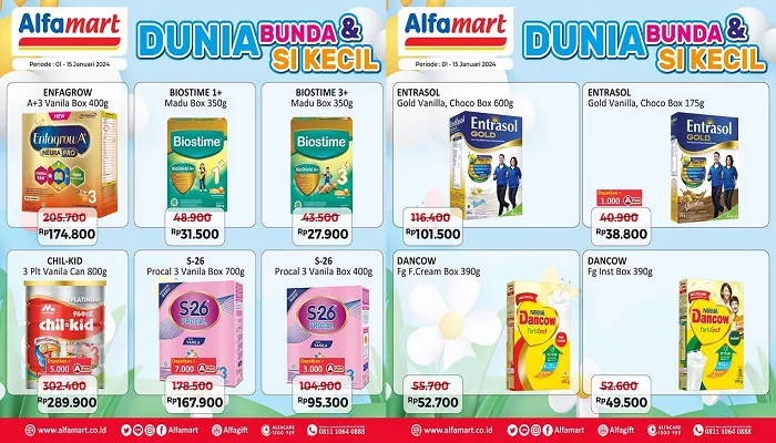 Daftar katalog promo Alfamart untuk hari Senin, 15 Januari 2024. (Foto: Instagram @alfamart)