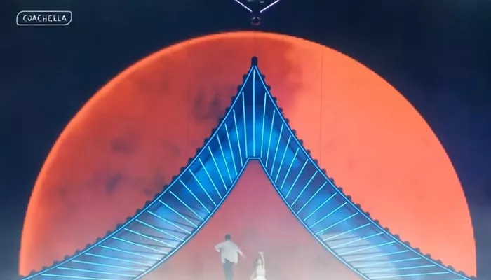 Bendera Korea Selatan terlihat di penampilan Jennie BLACKPINK Coachella 2023. (Tangkapan Layar/YouTube GOQkpop)