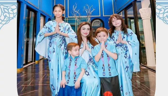 Celine Evangelista rayakan momen Lebaran bersama anak-anaknya. (Instagram/@celine_evangelista)