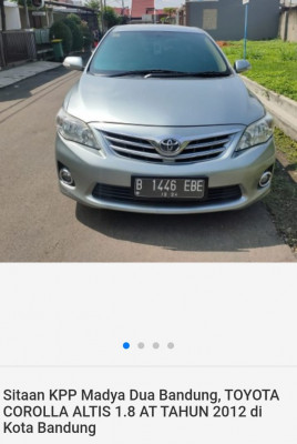 Toyota Corolla Altis sitaan pajak ini akan dilelang oleh kantor Pelayanan Pajak Madya Dua Bandung. (terasjakarta/ist)