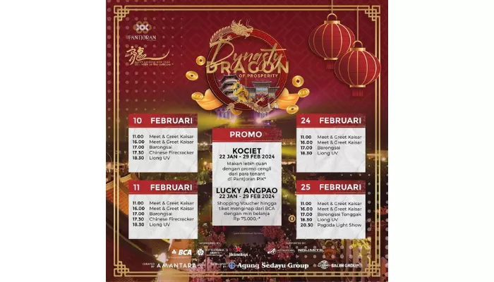 Event spesial Imlek Dynasty Dragon of Prosperity di Pagoda Pantjoran PIK pada bulan Februari 2024. (Foto: Instagram @pantjoranpik)