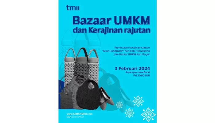 Event bazar UMKM dan Kerajinan Rajutan di TMII Jakarta akhir pekan, 3-4 Februari 2024. (Foto: Instagram @tmiiofficial)