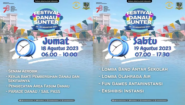 Festival Danau Sunter 2023 akan diadakan selama 3 hari dengan menampilkan banyak kegiatan untuk meriahkan Kemerdekaan RI. (Foto: Instagram @kotajakartautara)