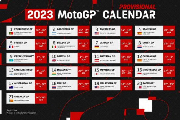 Berikut Jadwal dan susunan pembalap MotoGP 2023