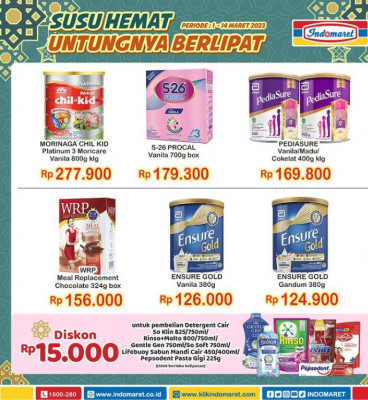 Katalog promo Indomaret produk susu yang dapat diskon Rp15 ribu. (indomaret)