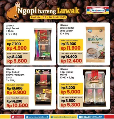 Katalog promo Indomaret Ngopi bareng Luwak periode 6 - 30 April 2023. (indomaret)