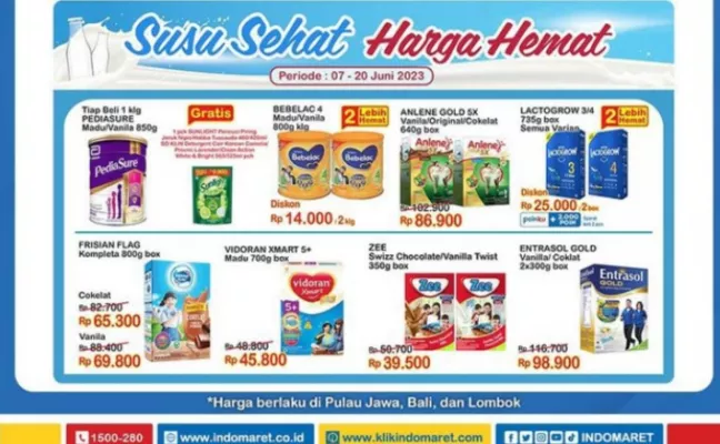 Katalog Promo Indomaret Susu Sehat Harga Hemat periode 7 - 20 Juni 2023. (foto: indomaret)