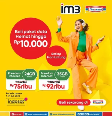 Beli paket internet im3 hemat hingga Rp10.000 periode 1-31 Juli 2023. (foto: indomaret)