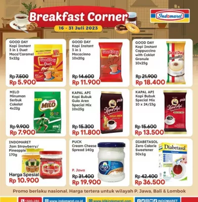 Katalog Promo Indomaret Breakfast Corner periode 16-31 Juli 2023. (foto: indomaret)