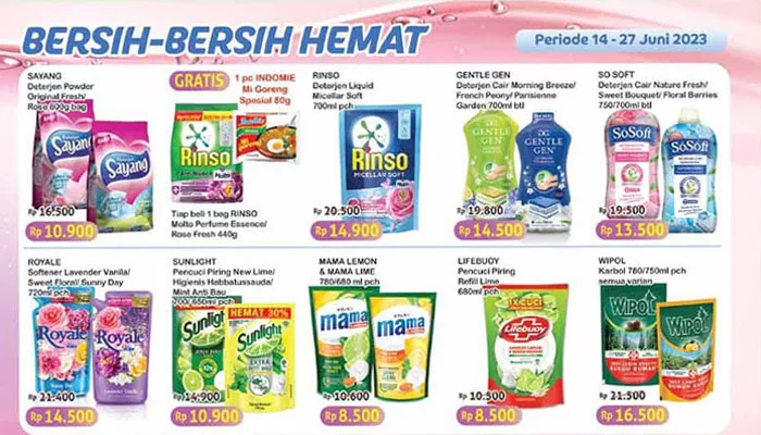 Katalog Promo Indomaret Bersih Bersih Hemat Periode 14-27 Juni 2023. (foto: indomaret)