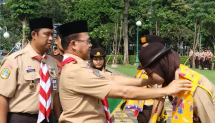 Sebanyak 440 anggota Pramuka Jakarta Barat siap ikuti Jambore dan Raimuna DKI di Bumi Perkemahan Cibubur pada 6-10 Desember 2023. (Foto: Beritajakarta.id)