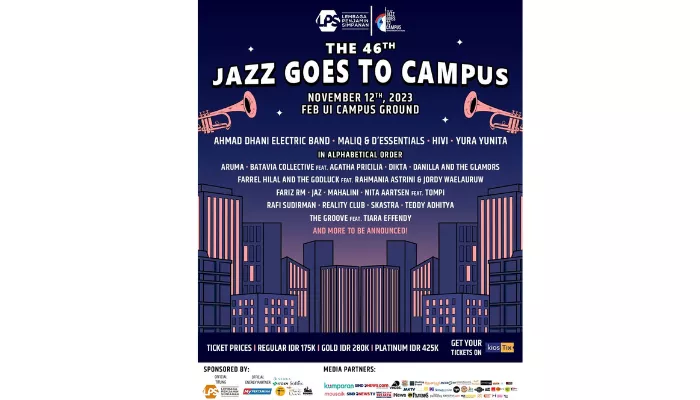 Jadwal konser Tulus tahun 2023 di The 46th Jazz Goes To Campus tanggal 12 November 2023. (Foto: Instagram @jgtcfestival)