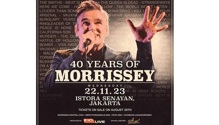Morrissey gelar konser di Jakarta November 2023 mendatang. (Foto: @kiglive.id)