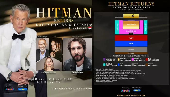 Jadwal dan lokasi konser The Hitman Returns: David Foster & Friends perlu diketahui oleh para penggemar. (Foto: Instagram @colorasialive)