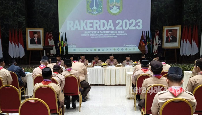 Rakerda 2023 Kwartir Daerah Gerakan Pramuka DKI Jakarta di Balai Agung DKI Jakarta, Minggu 26 Februari 2023. (terasjakarta)