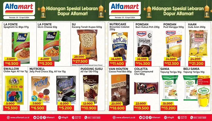 Katalog promo Alfamart 8 April 2024 yang bisa kamu dapatkan, ada produk nutrijel hingga tepung terigu Sania. (Foto: Instagram @alfamart)