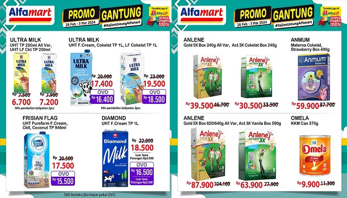 Promo JSM Alfamart pada tanggal Jumat, 1 Maret 2024 ada banyak, salah satunya susu. (Foto: Instagram @alfamart)