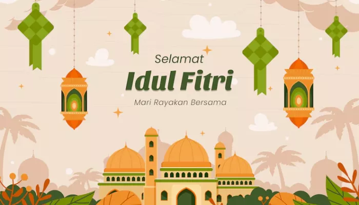 Sejumlah ucapan selamat Idul Fitri 2024 yang penuh doa dan harapan untuk silahturahmi pada keluarga besar. (Foto: Freepik)
