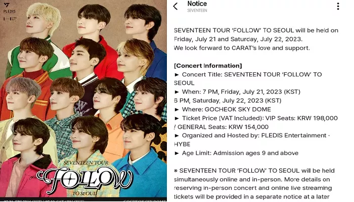 SEVENTEEN umumkan bahwa mereka akan menggelar konser selama dua hari di Stadion Gocheok Sky Dome, Korea Selatan. (Foto: Weverse SEVENTEEN)
