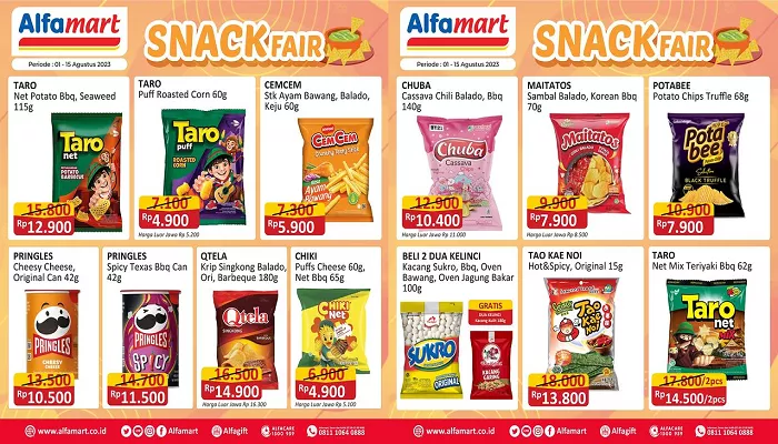 Banyak snack dan camilan yang diskon dan promo di Alfamart dengan periode sejak tanggal 1 Agustus hingga 15 Agustus 2023. (Foto: Instagram @alfamart)
