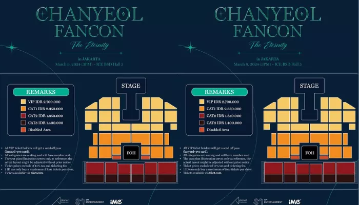 Seatplan fancon Chanyeol EXO di ICE BSD. (Foto: Instagram @ime_indonesia)