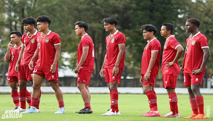 Para pemain timnas Indonesia U-20 dalam pemusatan latihan menyambut ajang Piala Asia U-20 di Uzbekistan dan Piala Dunia U-20 di Indonesia. (PSSI)